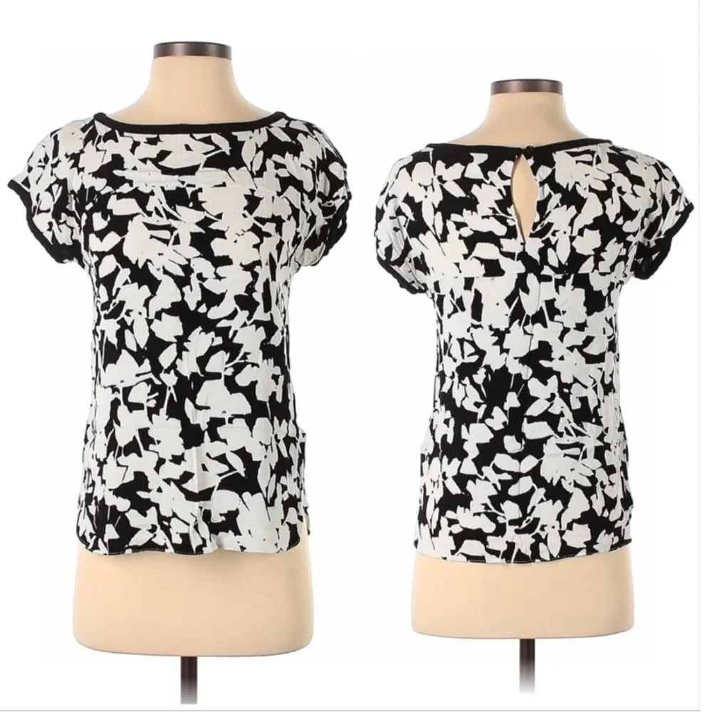 KATE SPADE Abstract Floral Print Top XS S 2 4